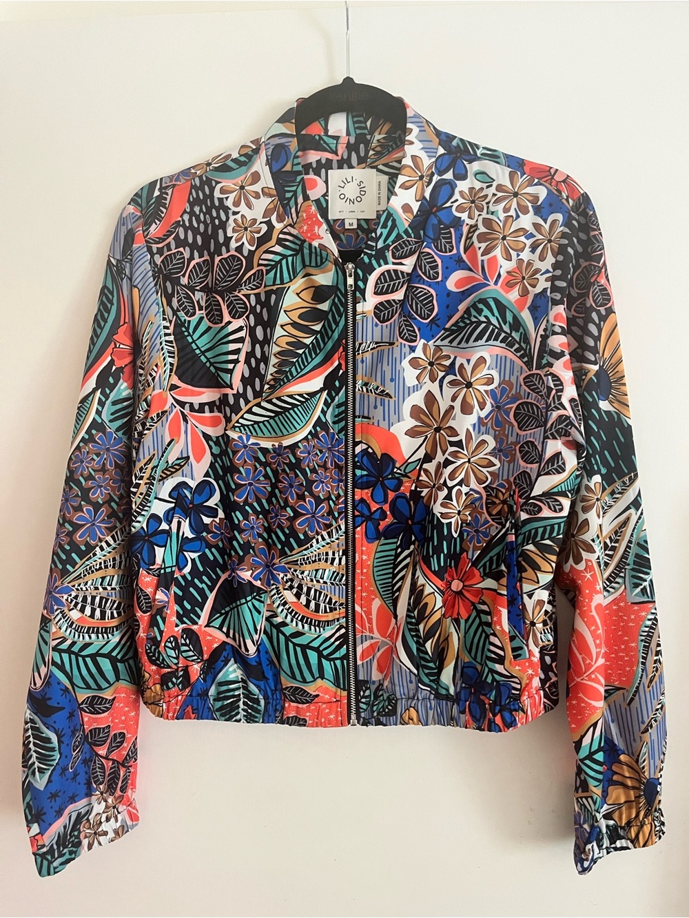 Tropical Multicolor Zip Bomber Jacket by Lily Sidonio